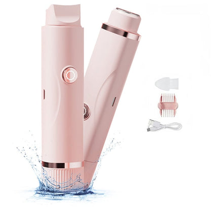 Electric Bikini Trimmer for Women, 2 in 1 Body & Facial Hair Removal, Waterproof Wet & Dry Use Trimmer for Women