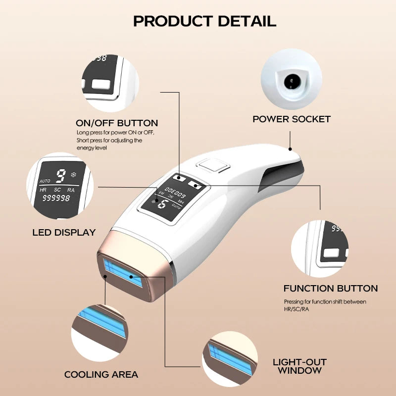 4-in-1 IPL Laser Hair Removal & Skin Rejuvenation Device – Cooling & Acne Treatment