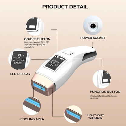 4-in-1 IPL Laser Hair Removal & Skin Rejuvenation Device – Cooling & Acne Treatment